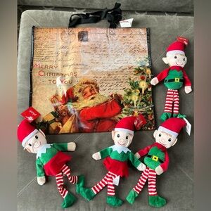 Christmas Tote Bag and Elf Plush Set